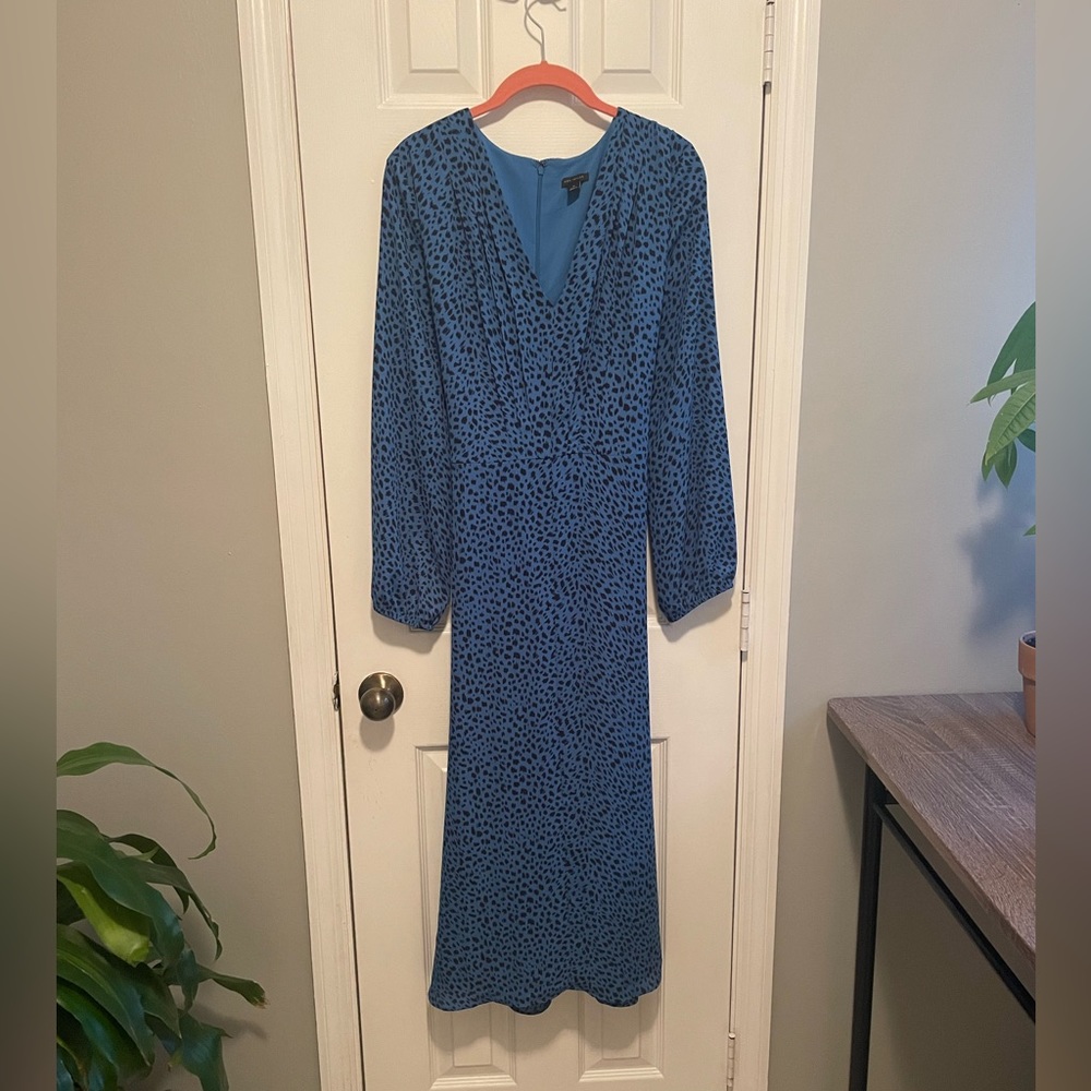 Ann Taylor Long Sleeve Blue Print Dress